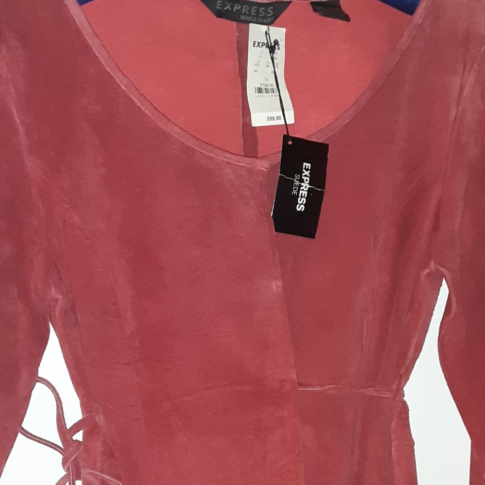 EXPRESS Red suede wrap blouse Size 7/8